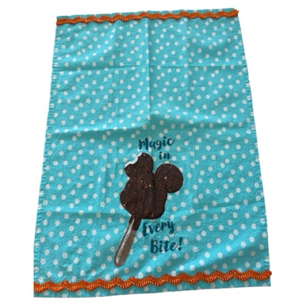 Disney Teal Polka Dot Kitchen Towel with Ice Cream Motif
